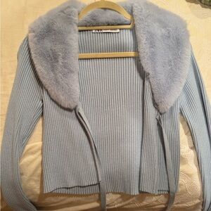 Zara baby blue fur sweater